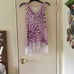 Tank top with leopard print and mesh
